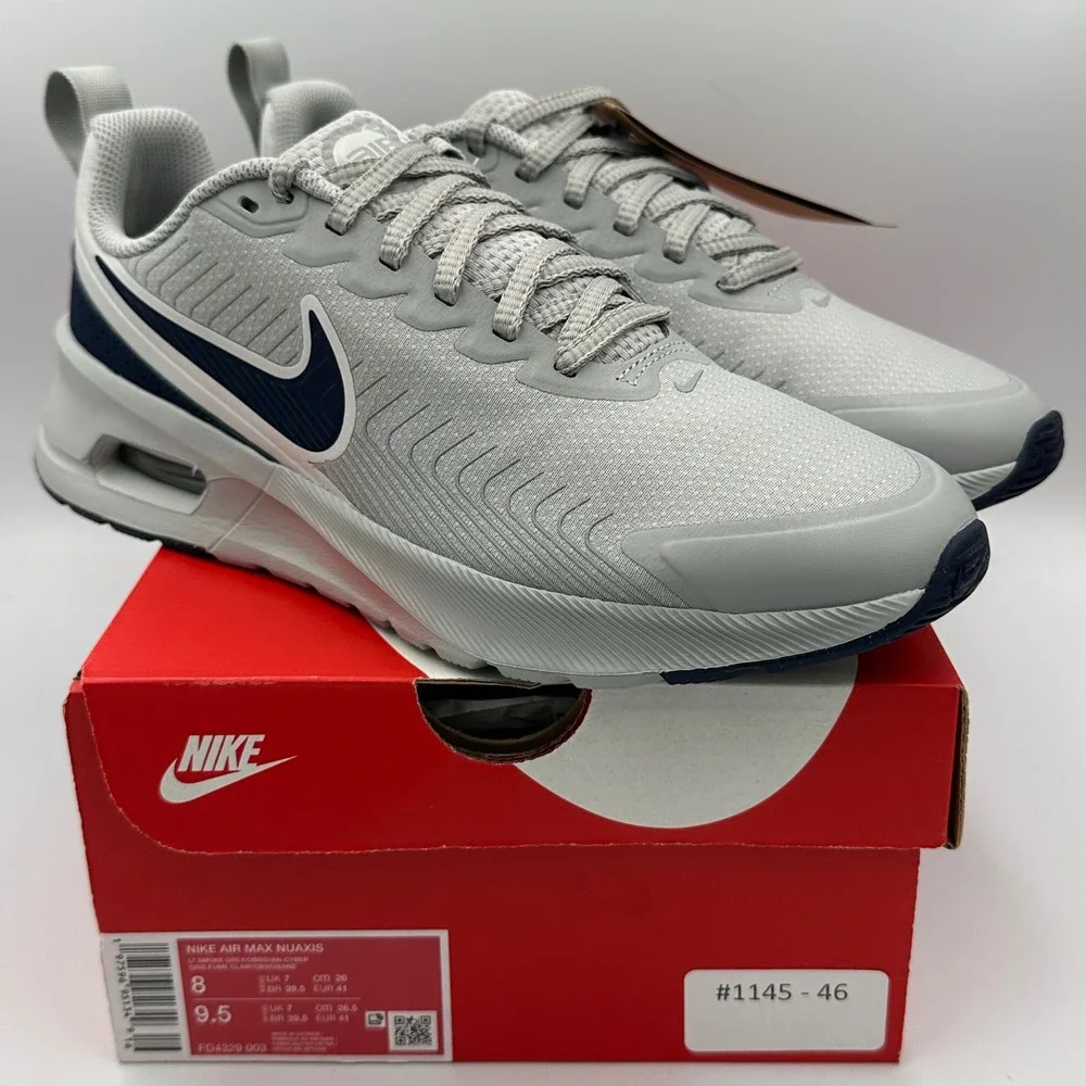 Nike Air Max Nuaxis Grey Navy Running Sneakers NIB Men 8‎ Wmn 9.5 FD4329-003
